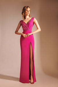 fuchsia tube dress with a slit 