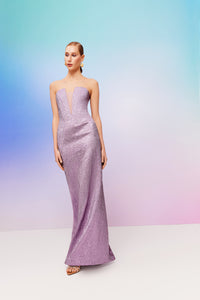 lilac lurex v shape tube dress 