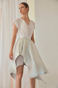 asymmetrical pleated silver skirt 