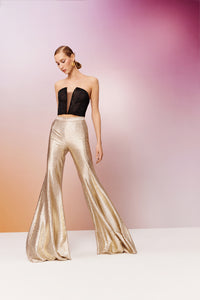 flared gold squared pant 