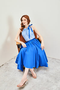 bleu supper flared midi skirt 