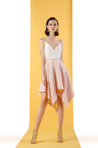 asymmetrical taffeta pink skirt 